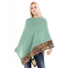Load image into Gallery viewer, Teal Leopard Lightweight Pointed Poncho
