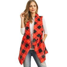 Load image into Gallery viewer, Red Buffalo Plaid Faux Fur Vest
