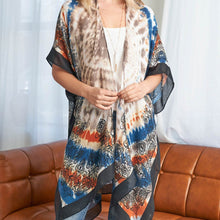 Load image into Gallery viewer, Blue Boho Tie Dye Kimono
