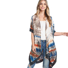 Load image into Gallery viewer, Blue Boho Tie Dye Kimono
