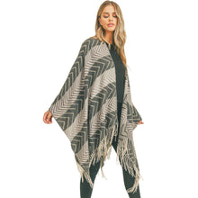 Load image into Gallery viewer, Black and Gray Chevron Stripe Ruana
