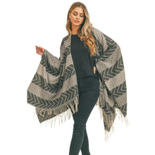 Load image into Gallery viewer, Black and Gray Chevron Stripe Ruana

