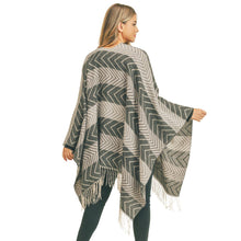 Load image into Gallery viewer, Black and Gray Chevron Stripe Ruana
