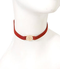 Load image into Gallery viewer, Gold Versace Lion and Suede Choker
