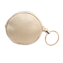 Load image into Gallery viewer, Gold Ribbed Circle Crossbody Wristlet
