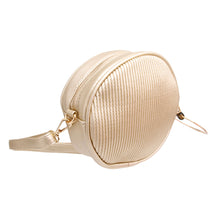 Load image into Gallery viewer, Gold Ribbed Circle Crossbody Wristlet
