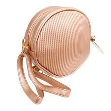 Load image into Gallery viewer, Rose Gold Ribbed Circle Crossbody Wristlet
