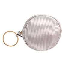 Load image into Gallery viewer, Silver Ribbed Circle Crossbody Wristlet

