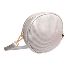 Load image into Gallery viewer, Silver Ribbed Circle Crossbody Wristlet
