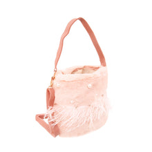 Load image into Gallery viewer, Mauve Fur Pearl Stud Bucket Bag
