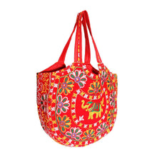 Load image into Gallery viewer, Red Embroidered Elephant Tote
