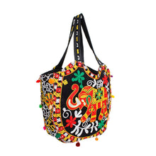 Load image into Gallery viewer, Black Embroidered Elephant Tote
