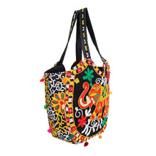 Load image into Gallery viewer, Black Embroidered Elephant Tote
