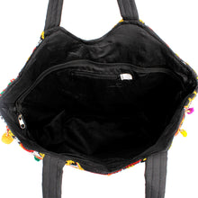 Load image into Gallery viewer, Black Embroidered Elephant Tote
