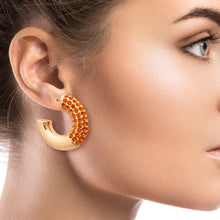 Load image into Gallery viewer, Topaz Rhinestone Thick Hoops
