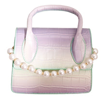 Load image into Gallery viewer, Purple and Green Croc Flap Satchel Handbag
