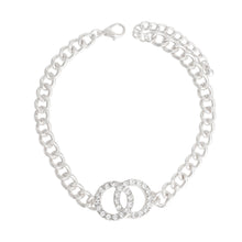 Load image into Gallery viewer, Silver Linked Ring Stone Anklet
