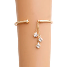 Load image into Gallery viewer, Gold Dangle Rhinestone Arm Cuff
