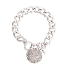 Load image into Gallery viewer, Silver Pave Ball Toggle Bracelet
