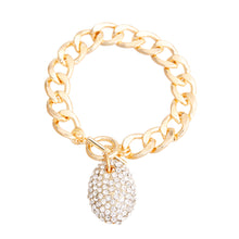 Load image into Gallery viewer, Gold Oval Pave Charm Bracelet
