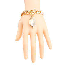 Load image into Gallery viewer, Gold Curved Oval Charm Bracelet
