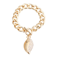 Load image into Gallery viewer, Gold Curved Oval Charm Bracelet
