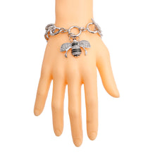 Load image into Gallery viewer, Silver Rhinestone Bee Toggle Bracelet
