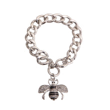 Load image into Gallery viewer, Silver Rhinestone Bee Toggle Bracelet
