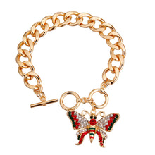 Load image into Gallery viewer, Red and Green Butterfly Bracelet
