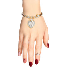 Load image into Gallery viewer, Silver Bling Heart Charm Bracelet
