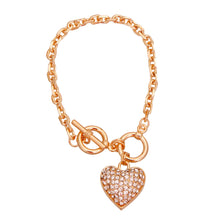 Load image into Gallery viewer, Gold Chain 3D Heart Bracelet

