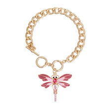 Load image into Gallery viewer, Toggle Pink Dragonfly Bracelet
