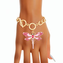 Load image into Gallery viewer, Toggle Pink Dragonfly Bracelet
