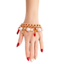 Load image into Gallery viewer, Gold Red Luxury Shoe Charm Bracelet

