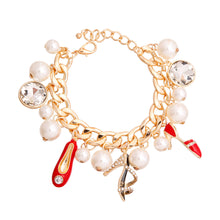 Load image into Gallery viewer, Gold Red Luxury Shoe Charm Bracelet
