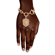 Load image into Gallery viewer, Gold Lion Charm Toggle Bracelet
