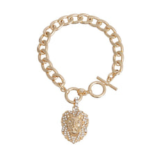 Load image into Gallery viewer, Gold Lion Charm Toggle Bracelet
