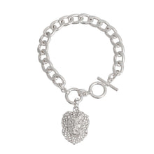 Load image into Gallery viewer, Silver Lion Charm Toggle Bracelet
