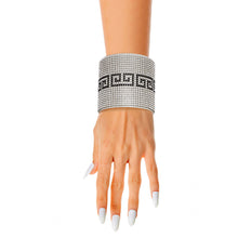 Load image into Gallery viewer, Greek Key Stripe Designer Silver Cuff
