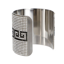 Load image into Gallery viewer, Greek Key Stripe Designer Silver Cuff

