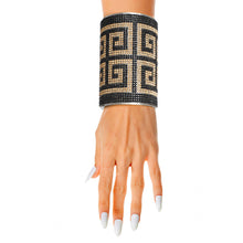 Load image into Gallery viewer, Greek Key Designer Gold and Black Cuff
