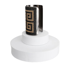 Load image into Gallery viewer, Greek Key Designer Gold and Black Cuff
