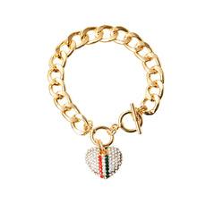 Load image into Gallery viewer, Rhinestone Heart Toggle Bracelet
