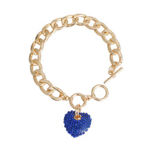 Load image into Gallery viewer, Blue Stone Heart Gold Bracelet
