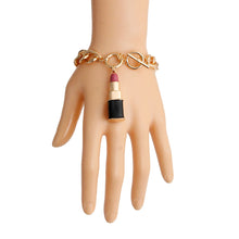 Load image into Gallery viewer, Pink Lipstick Charm Bracelet
