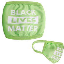 Load image into Gallery viewer, Green Cotton BLACK LIVES MATTER Mask
