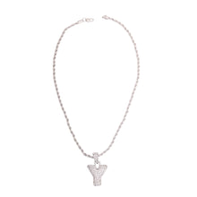 Load image into Gallery viewer, Y Rhinestone Silver Necklace
