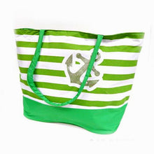 Load image into Gallery viewer, Green Striped Beach Tote
