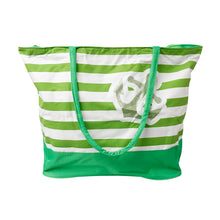 Load image into Gallery viewer, Green Striped Beach Tote
