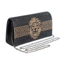 Load image into Gallery viewer, Black Greek Lion Flap Clutch
